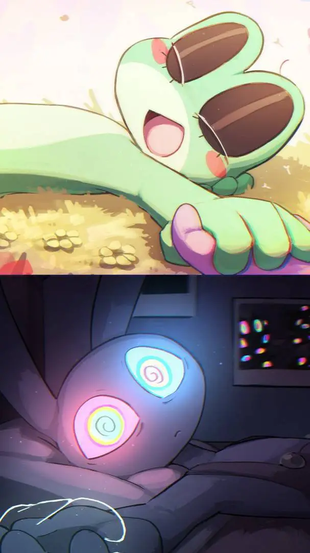 ai character: Jax and Ribbit background