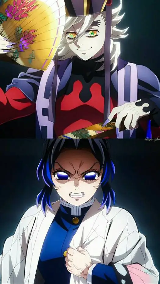 ai character: Shinobu vs douma  background