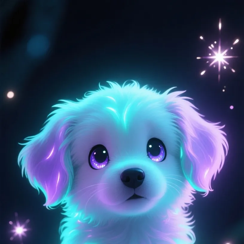 chat with ai character: a glowing puppy