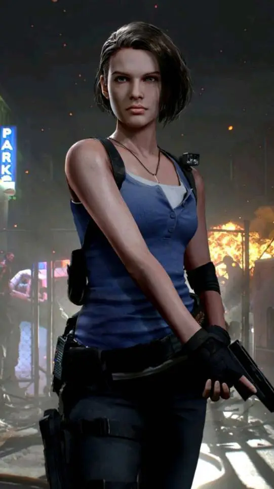 ai character: Jill Valentine  background