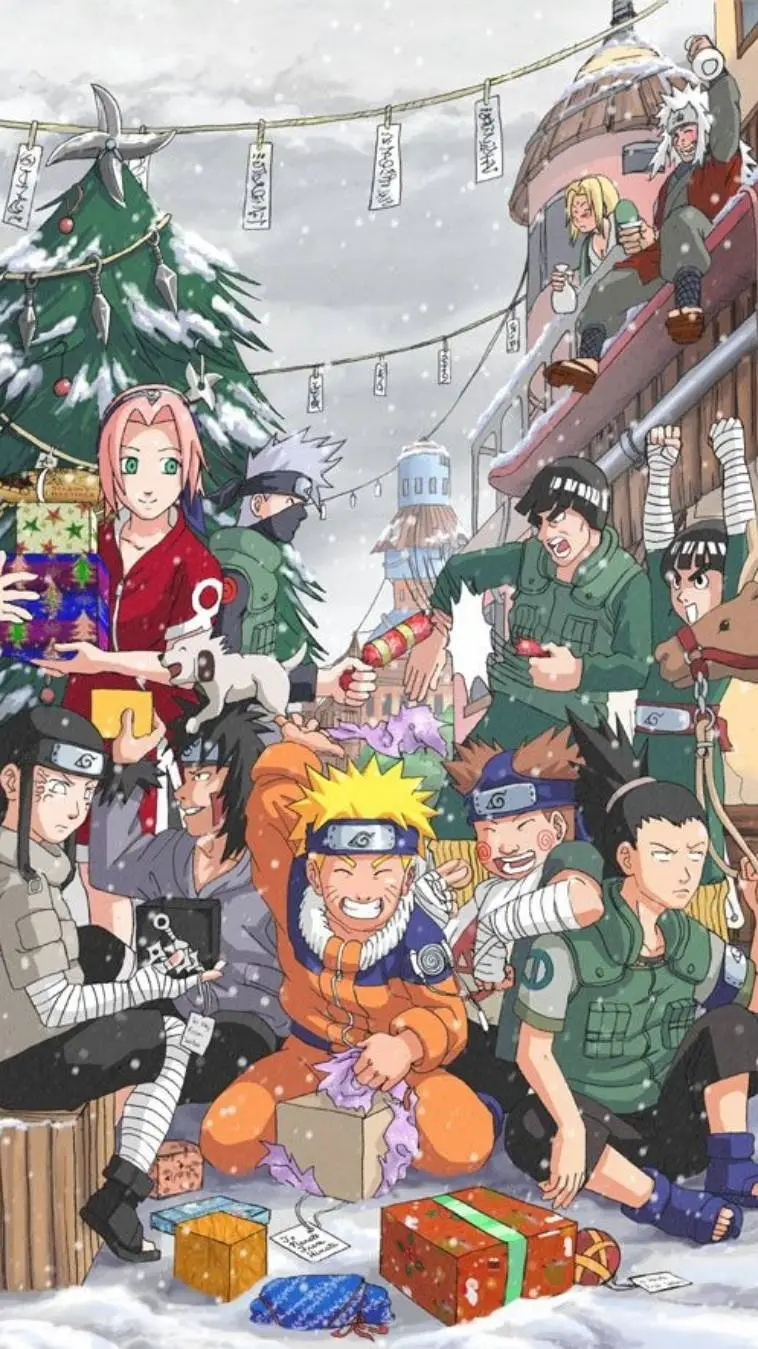 ai character: naruto Christmas  background