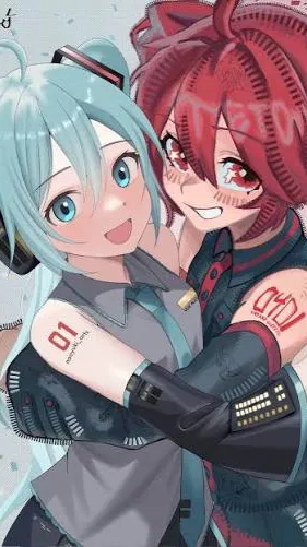 ai character: Miku and Neru background