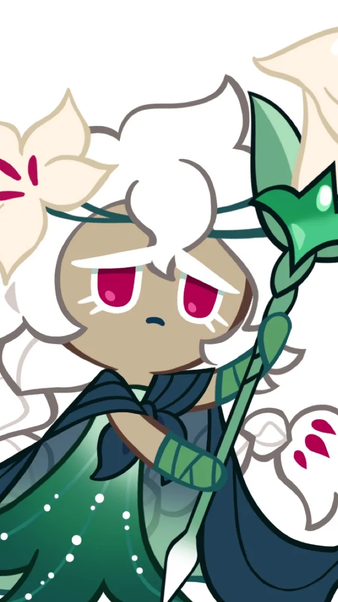 ai character: White Lily Cookie background