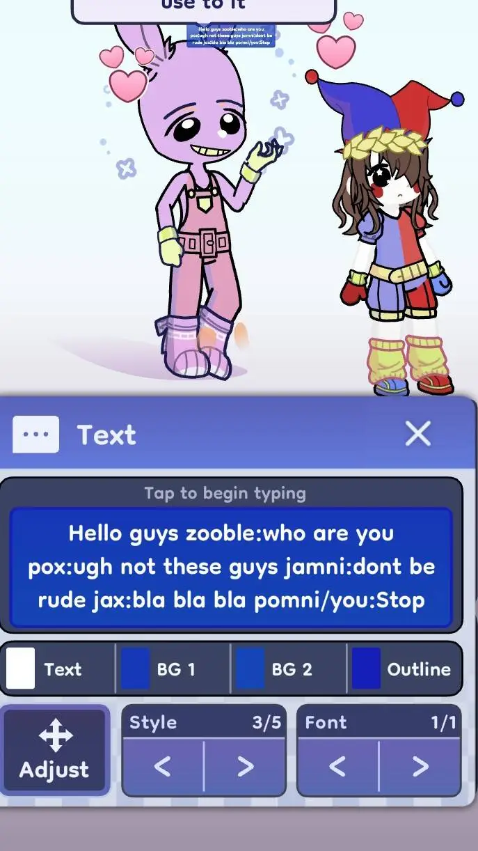 ai character: Jax pomni/you Ship background