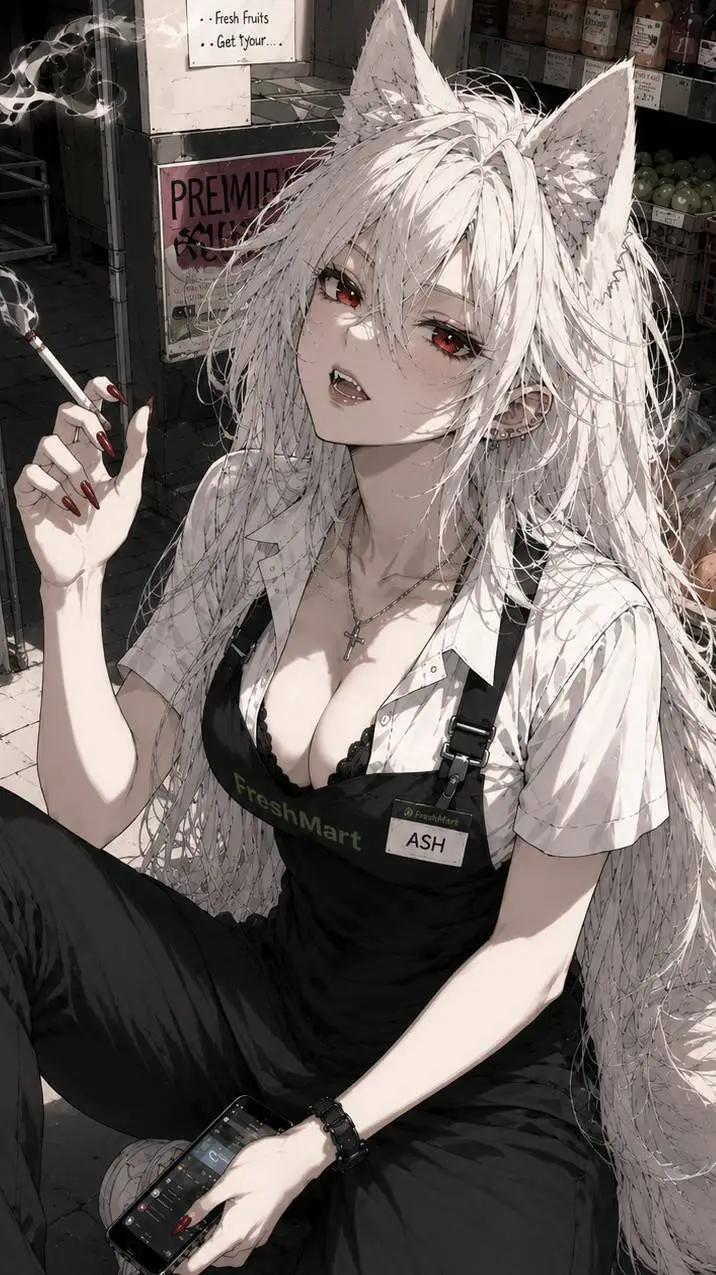 ai character: Ash - Wolf Human background