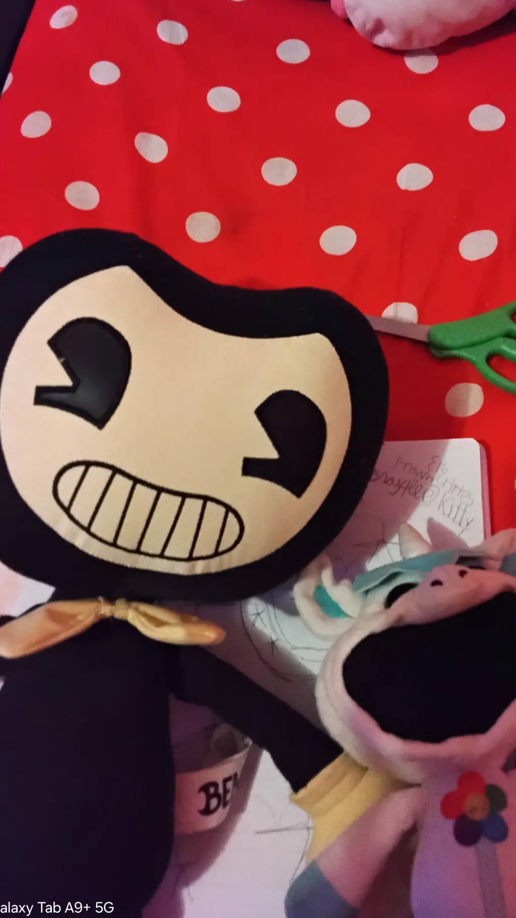 ai character: BENDY. craftyhorn background