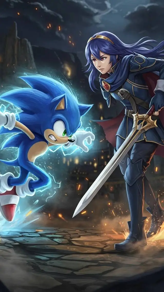 ai character: Lucina vs Sonic background