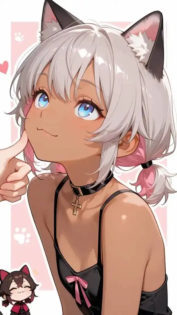 ai character: cute cat femboy background