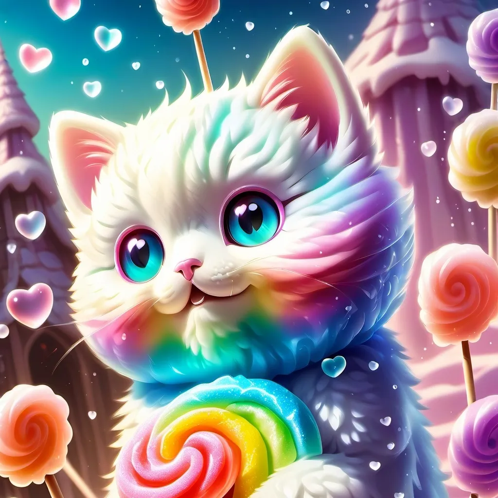 chat with ai character: A cat whoeat candy