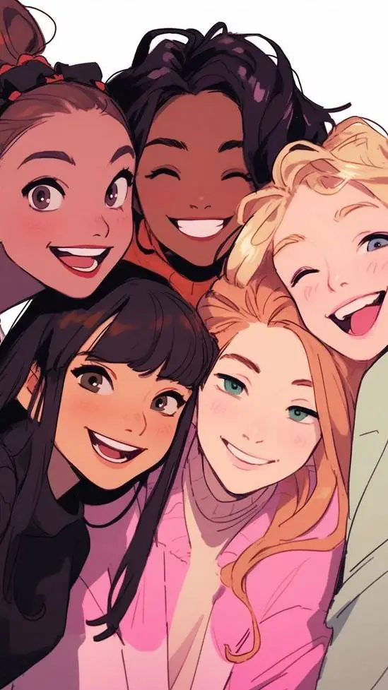ai character: Amigas en el hotel background