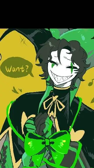 ai character: 😏Harlequin💚 background
