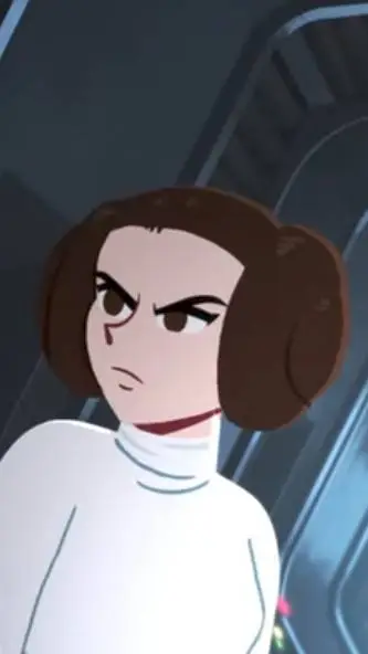 ai character: princess Leia  background