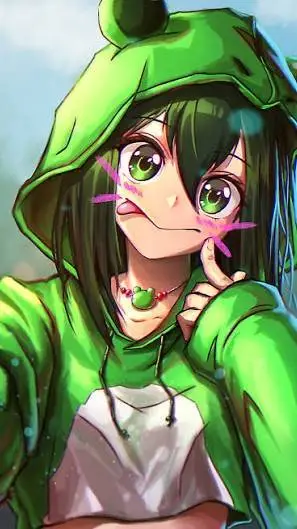 ai character: 💚🐸Tsuyu Asui🐸💚 background