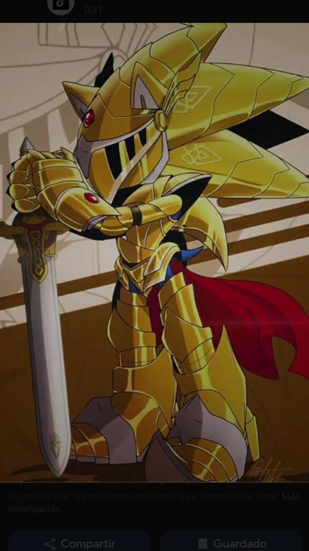 ai character: Excalibur Sonic 💛🧡 background