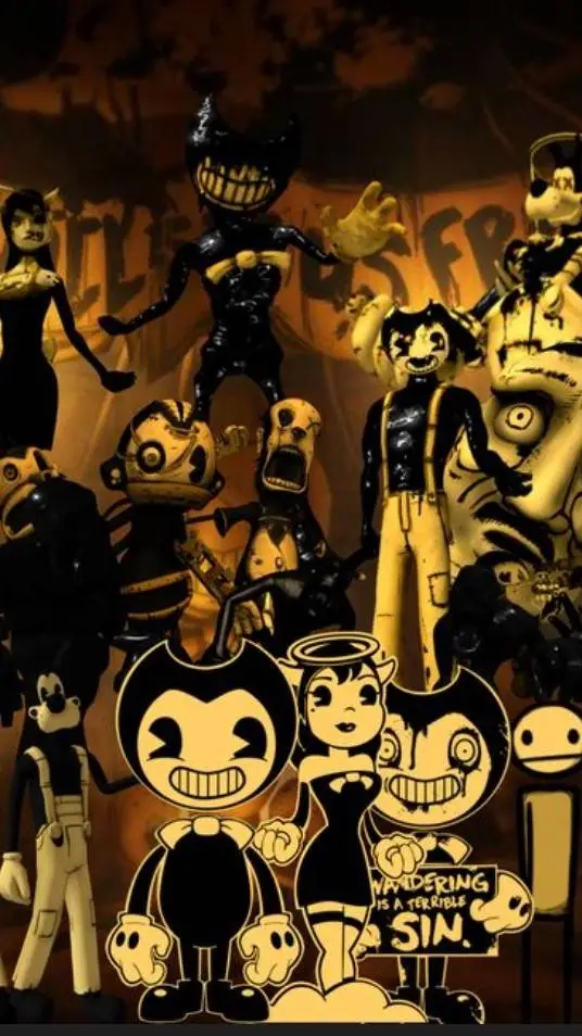 ai character: Bendy link machine background