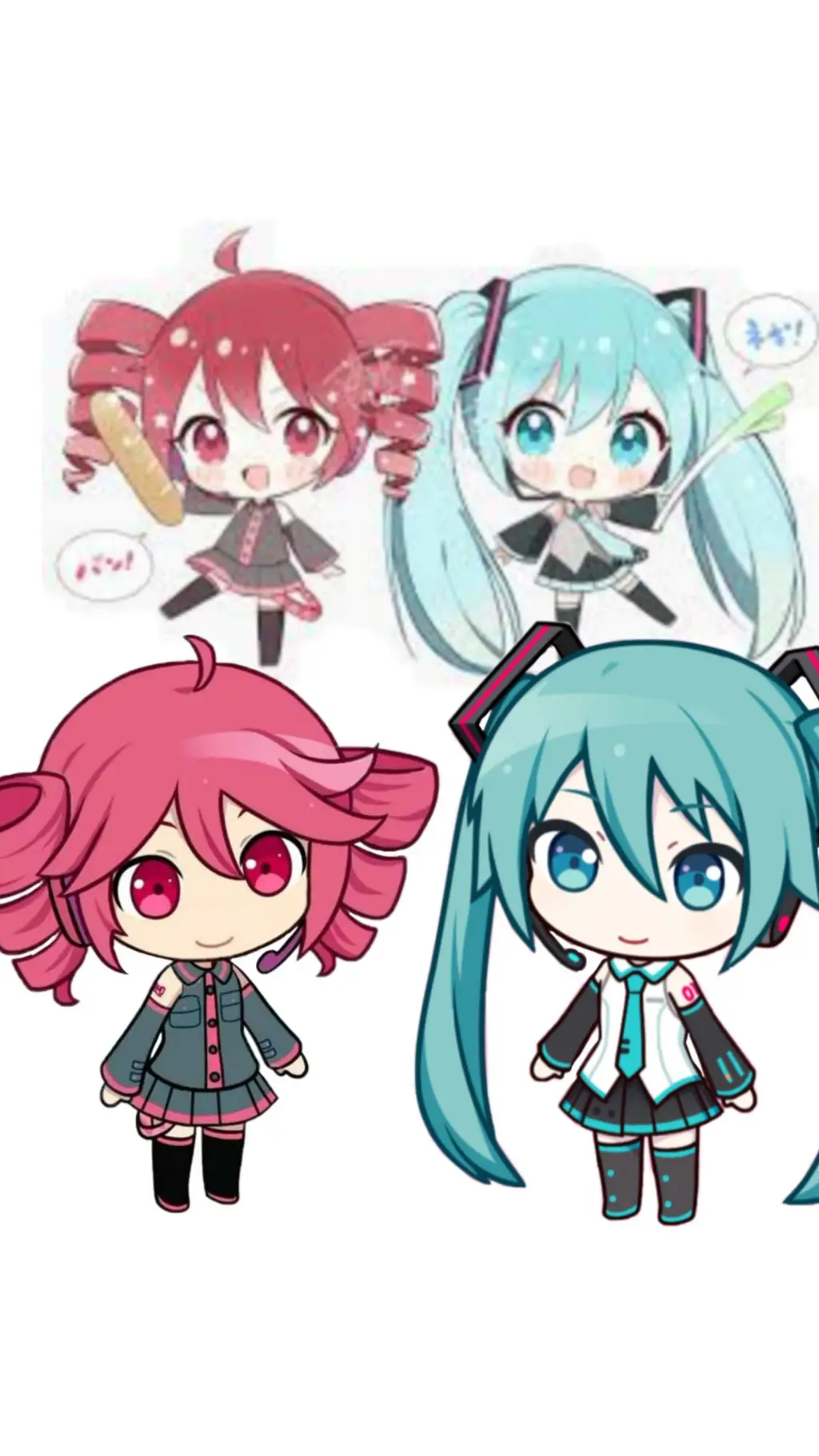 ai character: teto and Miku  background