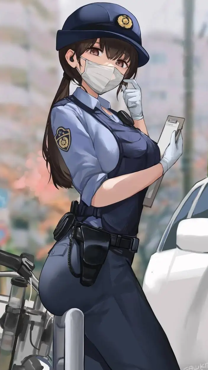 ai character: police girl  background