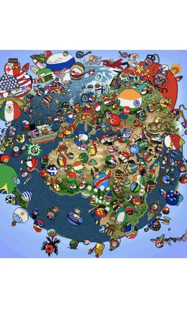 ai character: CountryBalls world background