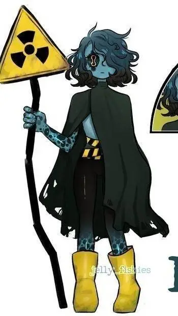 ai character: Mujer radioactiva. background