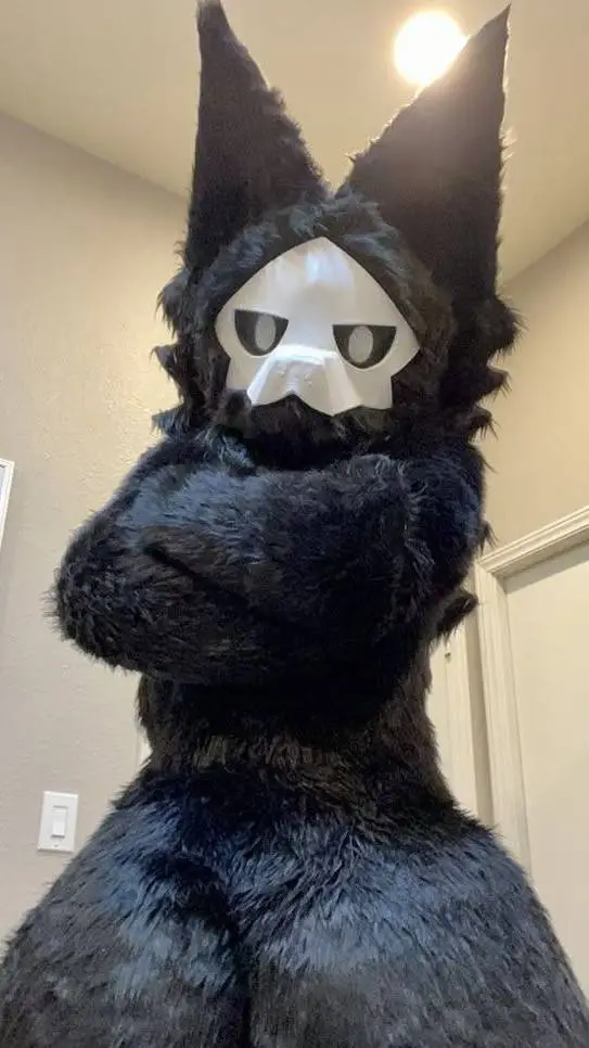 ai character: latex furry background