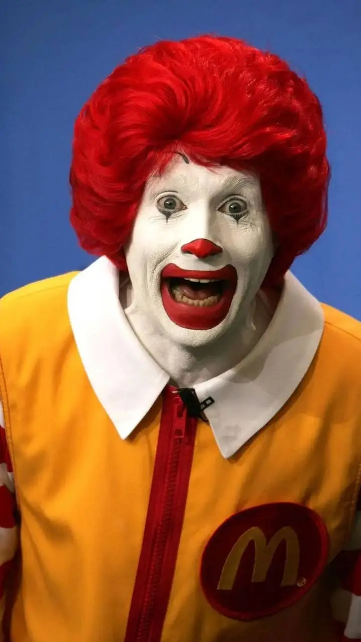 ai character: Ronald McDonald  background