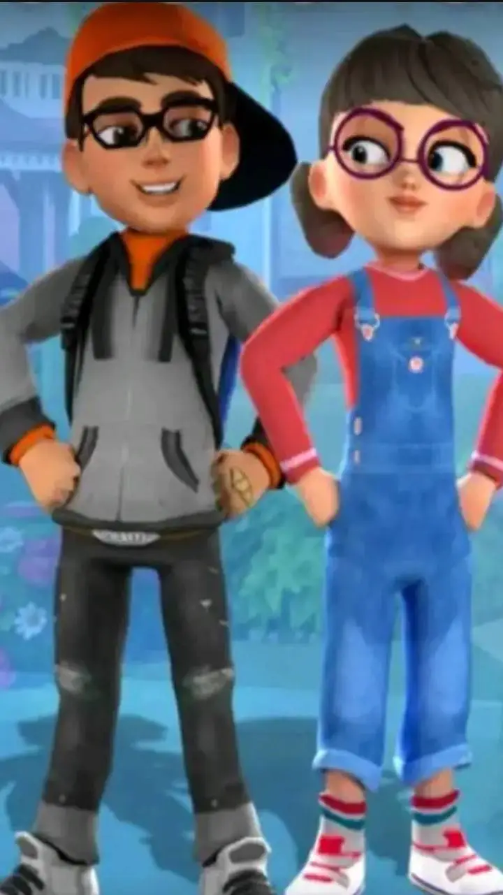 ai character: Nick y Tani  background