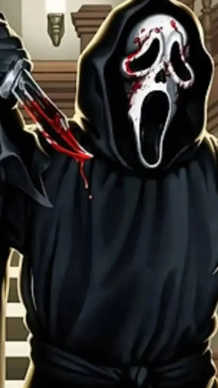 ai character: ghostface  background