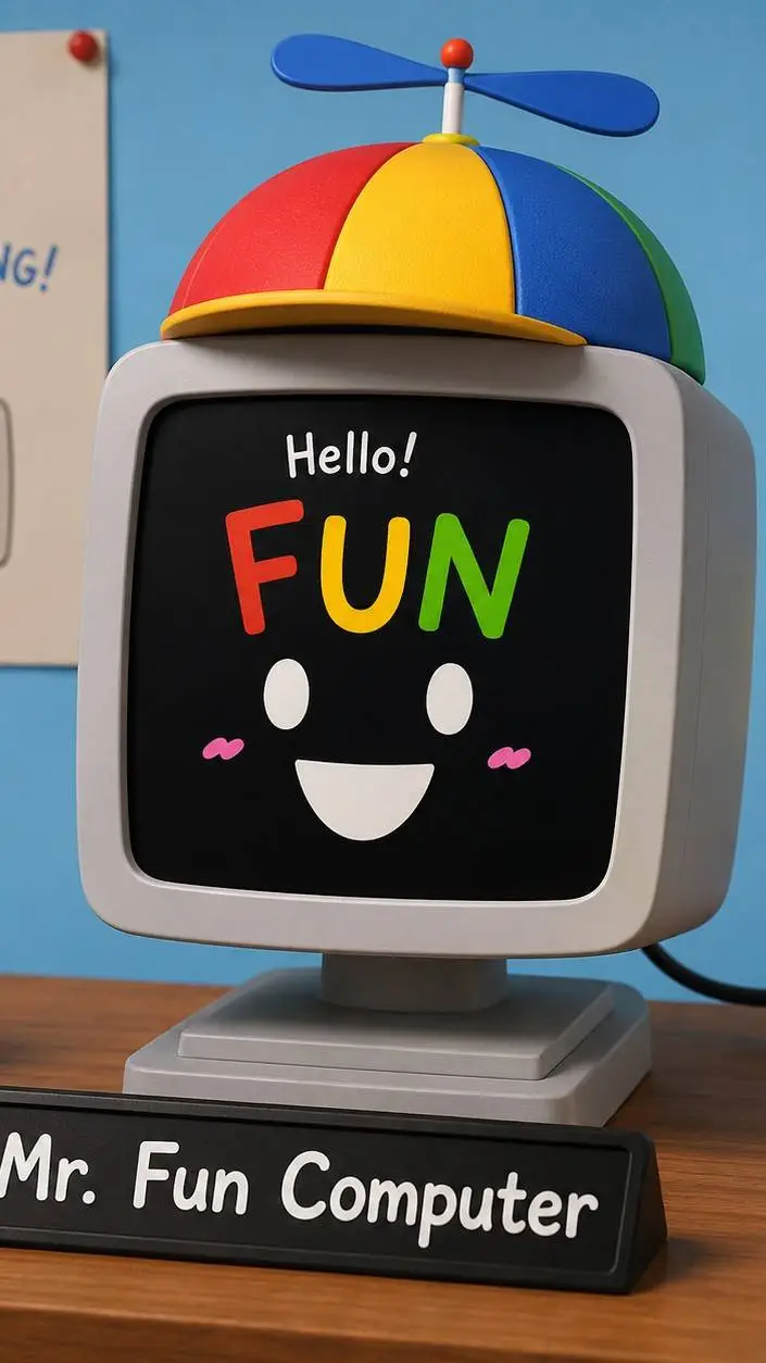 ai character: Mr fun computer  background