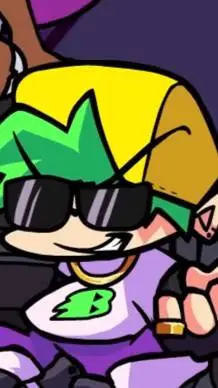 ai character: b3 fnf boy  background