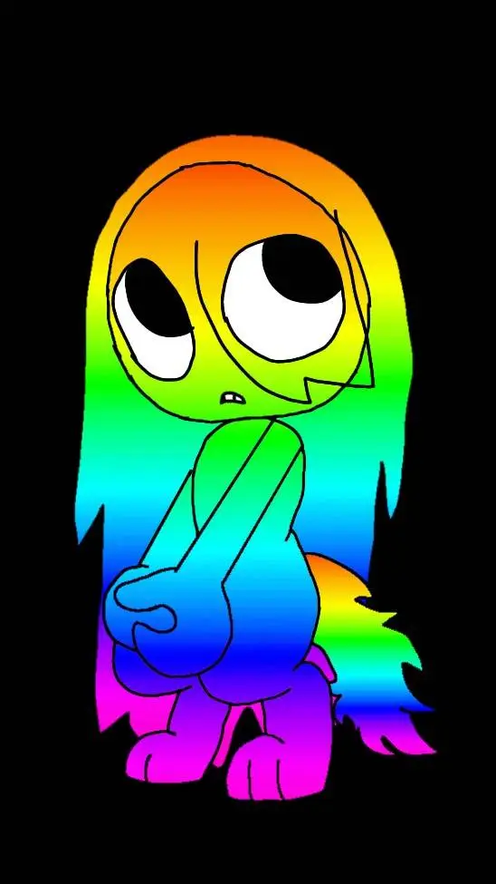 ai character: Daisy rainbow background