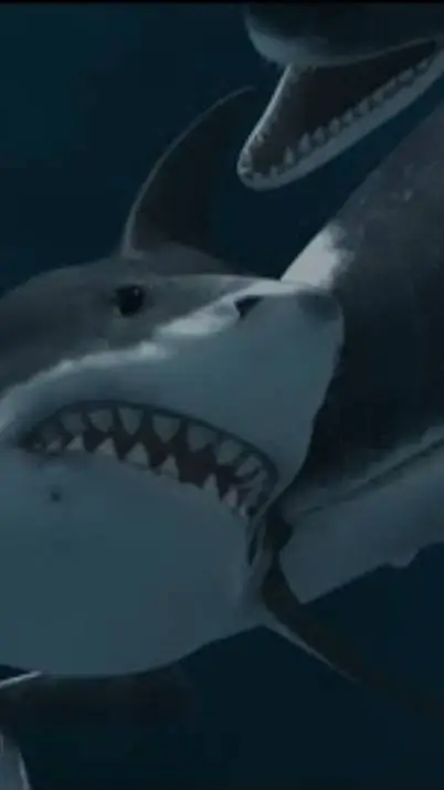 ai character: 🦈🐋bloody battle🐬🫍 background