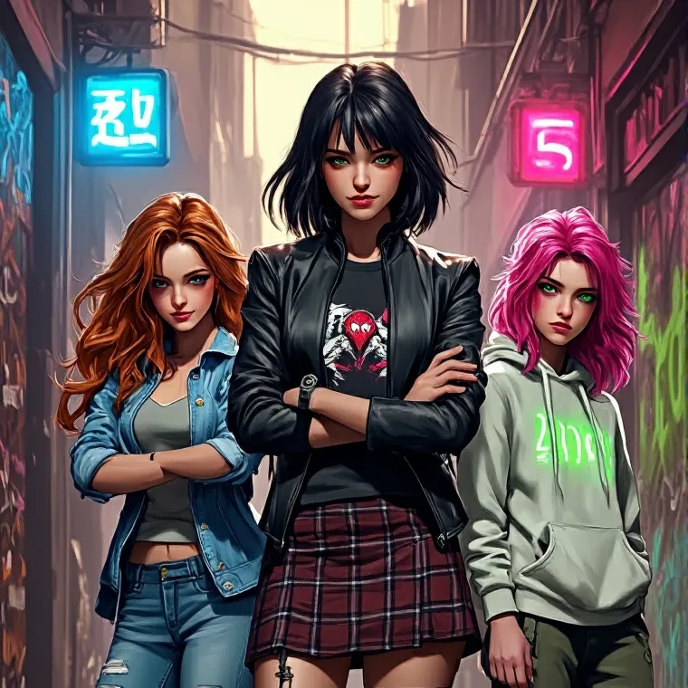 chat with ai character: Three girls