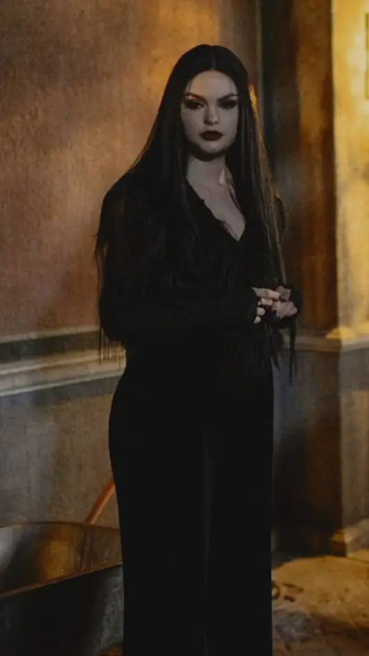 ai character: Morticia  background