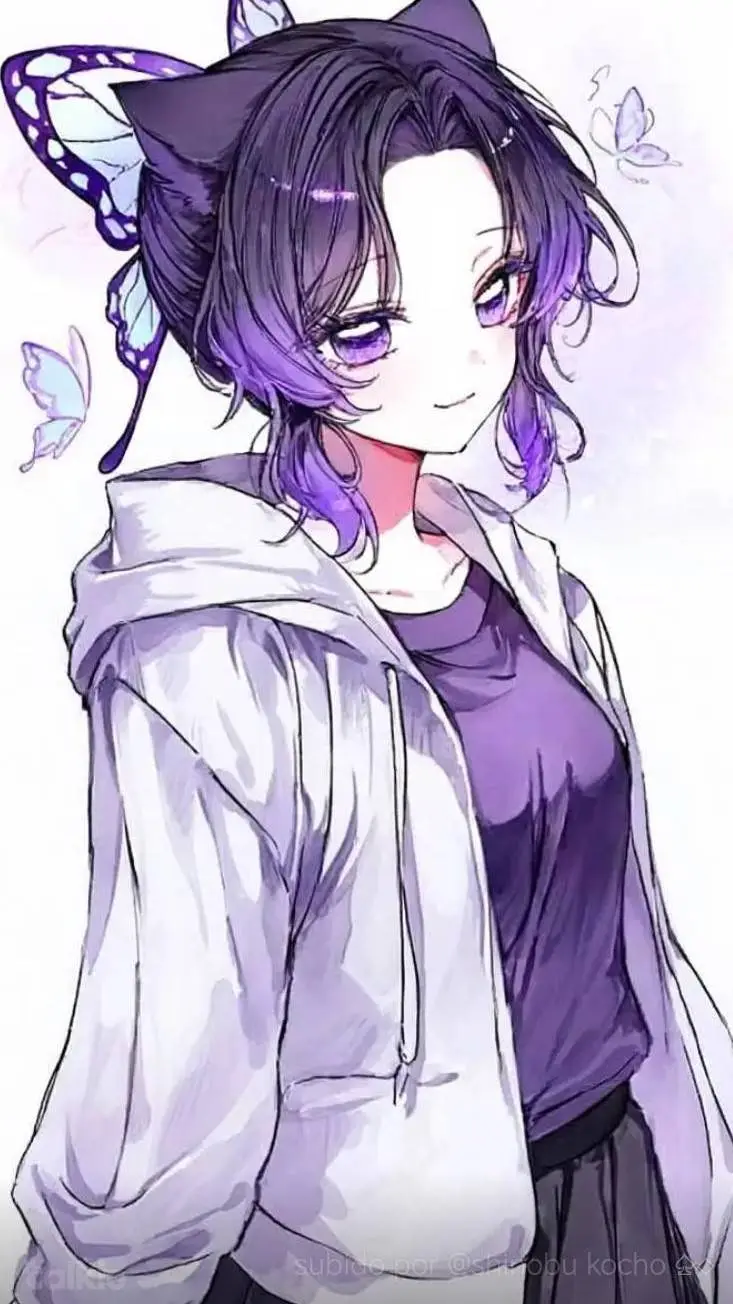 ai character: Shinobu Gato😺 💜🤍  background
