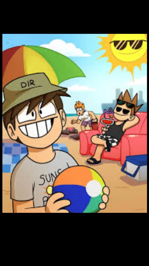 ai character: Eddsworld at beach background