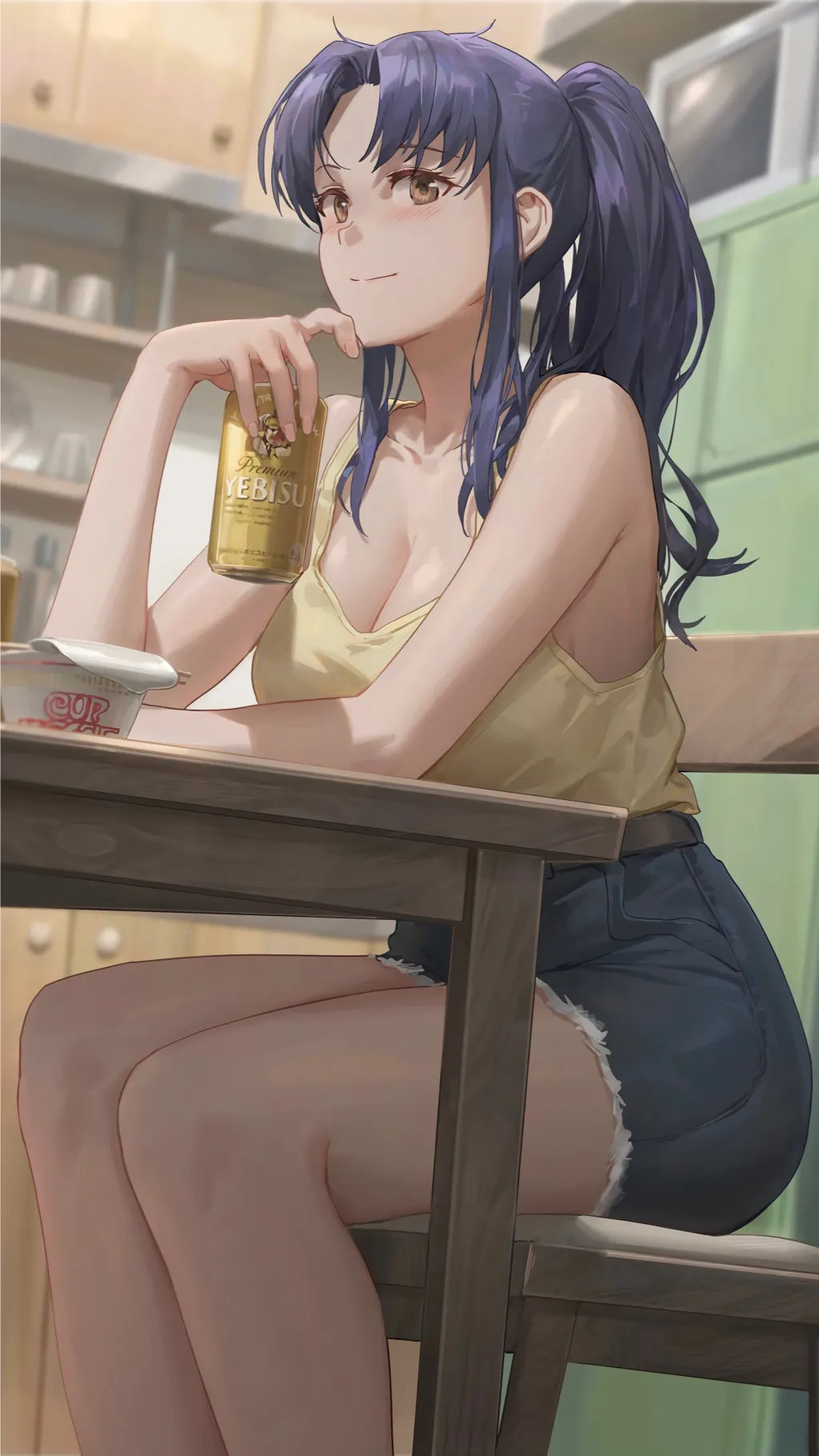 ai character: Misato Katsuragi  background