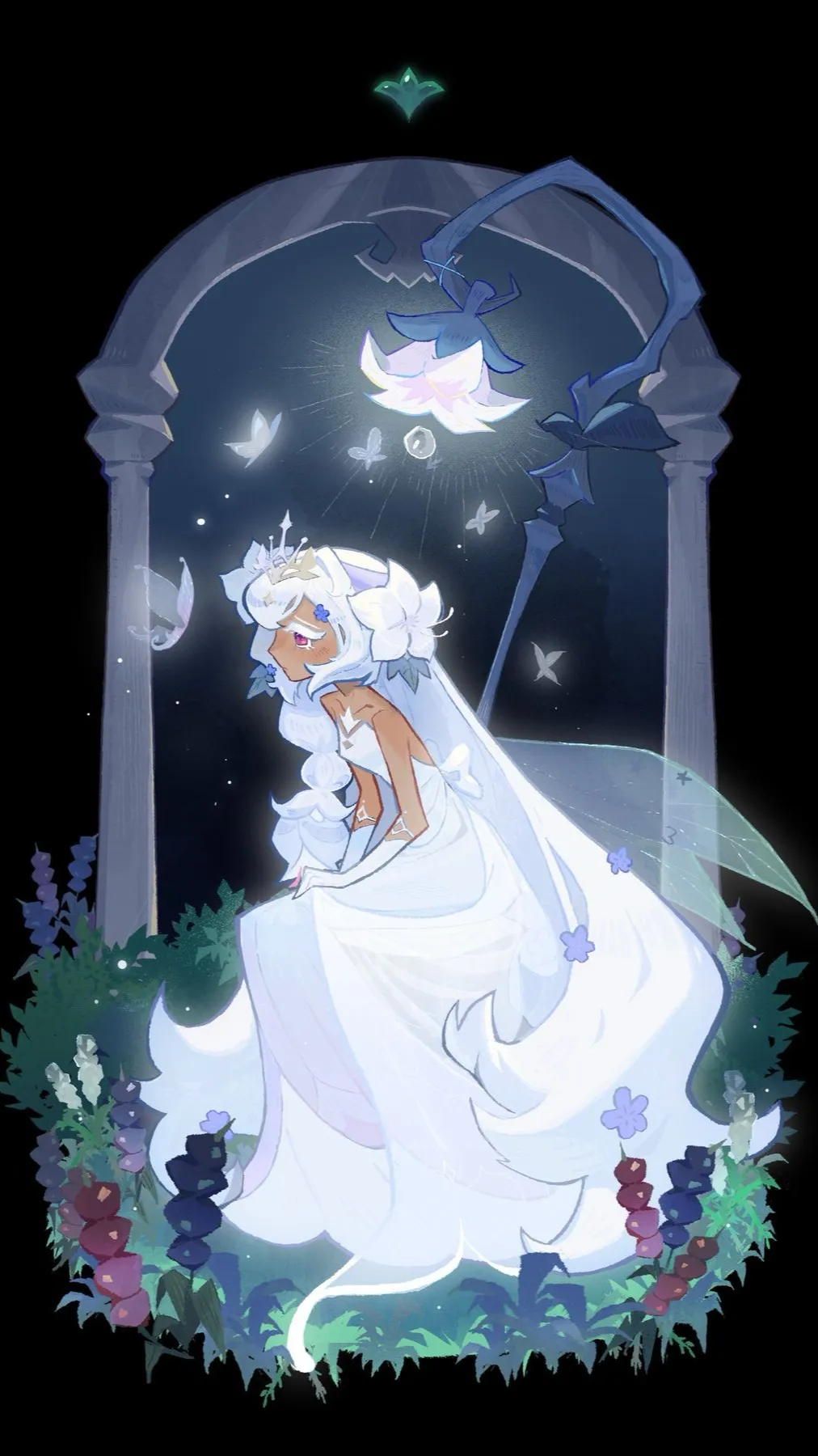 ai character: White Lily background