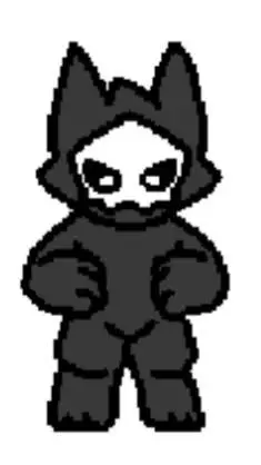 ai character: black latex furry background