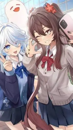 ai character: Hu-tao et Furina background