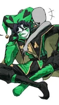 ai character: harlequin💚 background