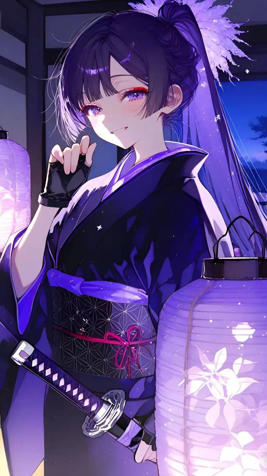 ai character: 夜见咲 background