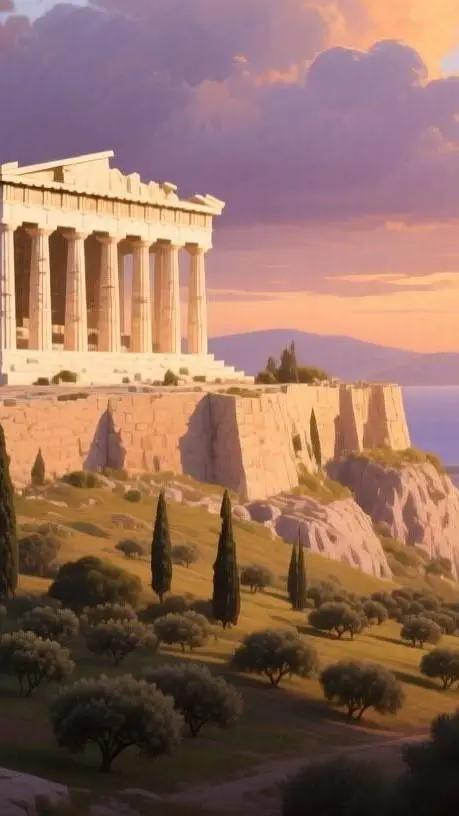 ai character: Greek businesses. background