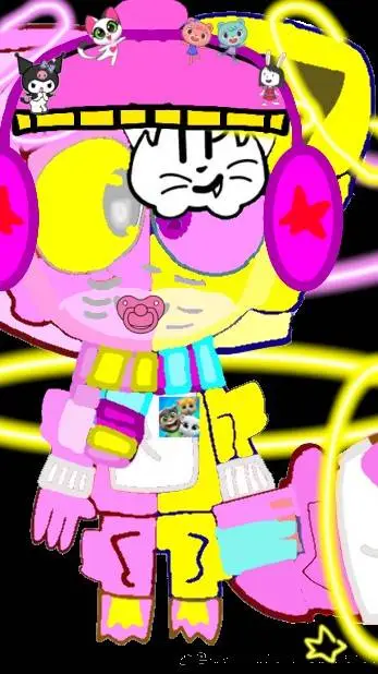 ai character: PINKYELLOWKITTY background