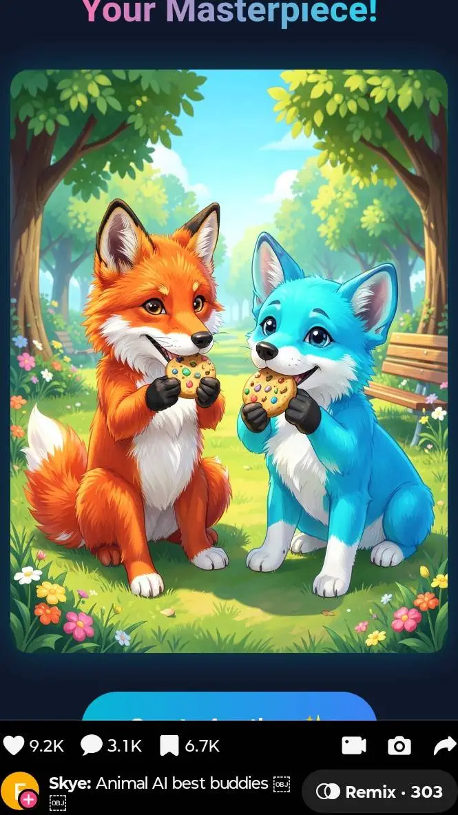 ai character: Fox wolf lovestory background