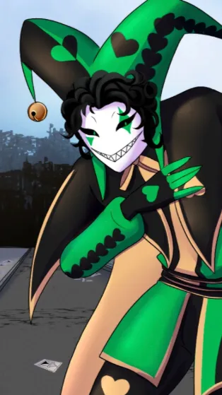 ai character: alex x harlequin background