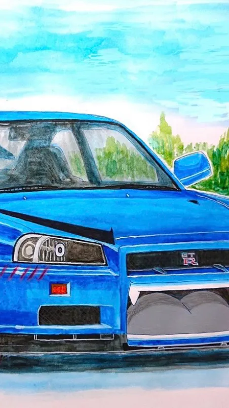 ai character: Nissan GTR skyline background
