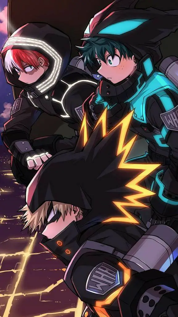 ai character: Todobakudeku🤍❤💚🧡 background