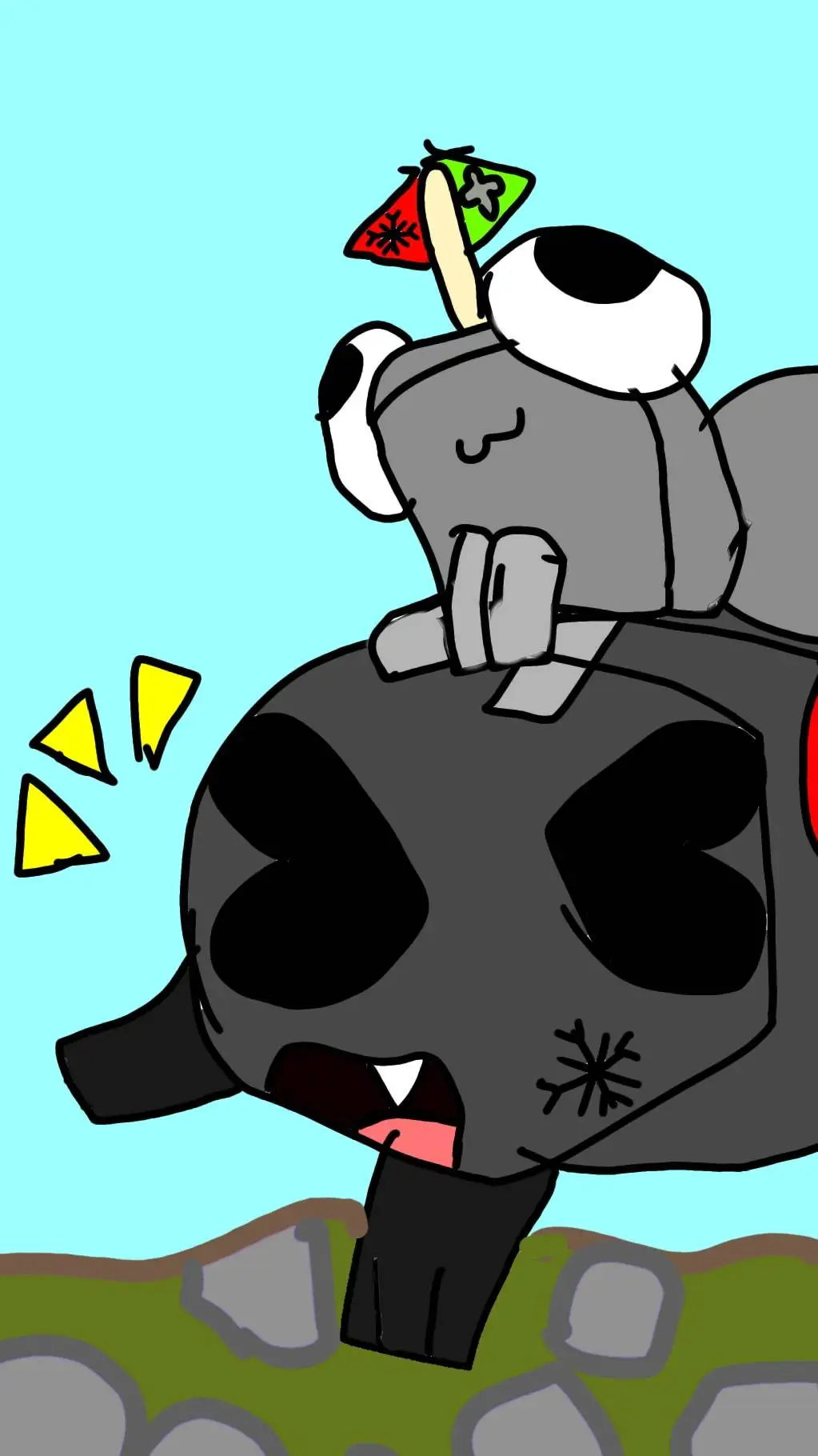 ai character: pebble/coal dayout background