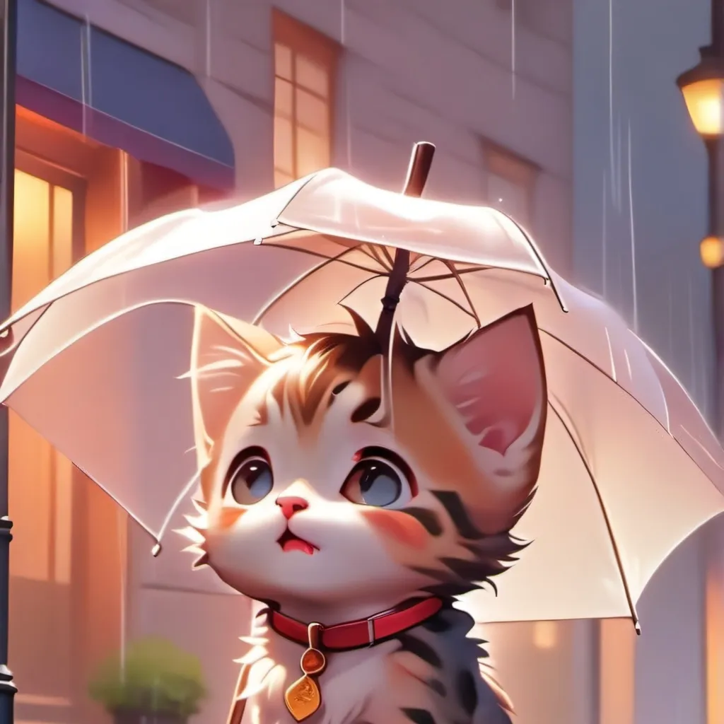 chat with ai character: kitten on a rain