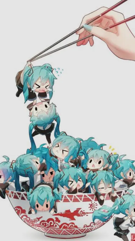ai character: Mini miku’s! background